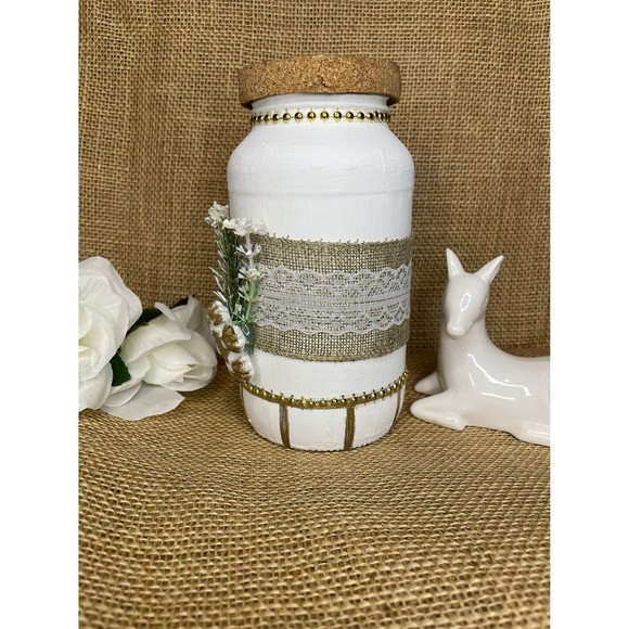 Hand painting Christmas Jar with snowflake / Christmas decorative jars - Picture 2 of 10